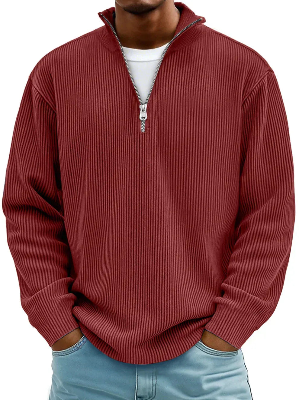 DONACCI Ribbed Zip Sweater