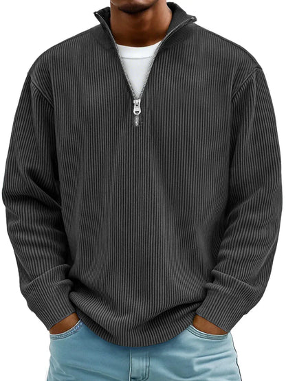DONACCI Ribbed Zip Sweater