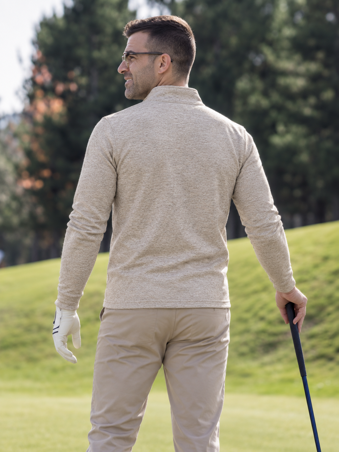 Oatmeal Heather Golf Quarter-Zip Pullover