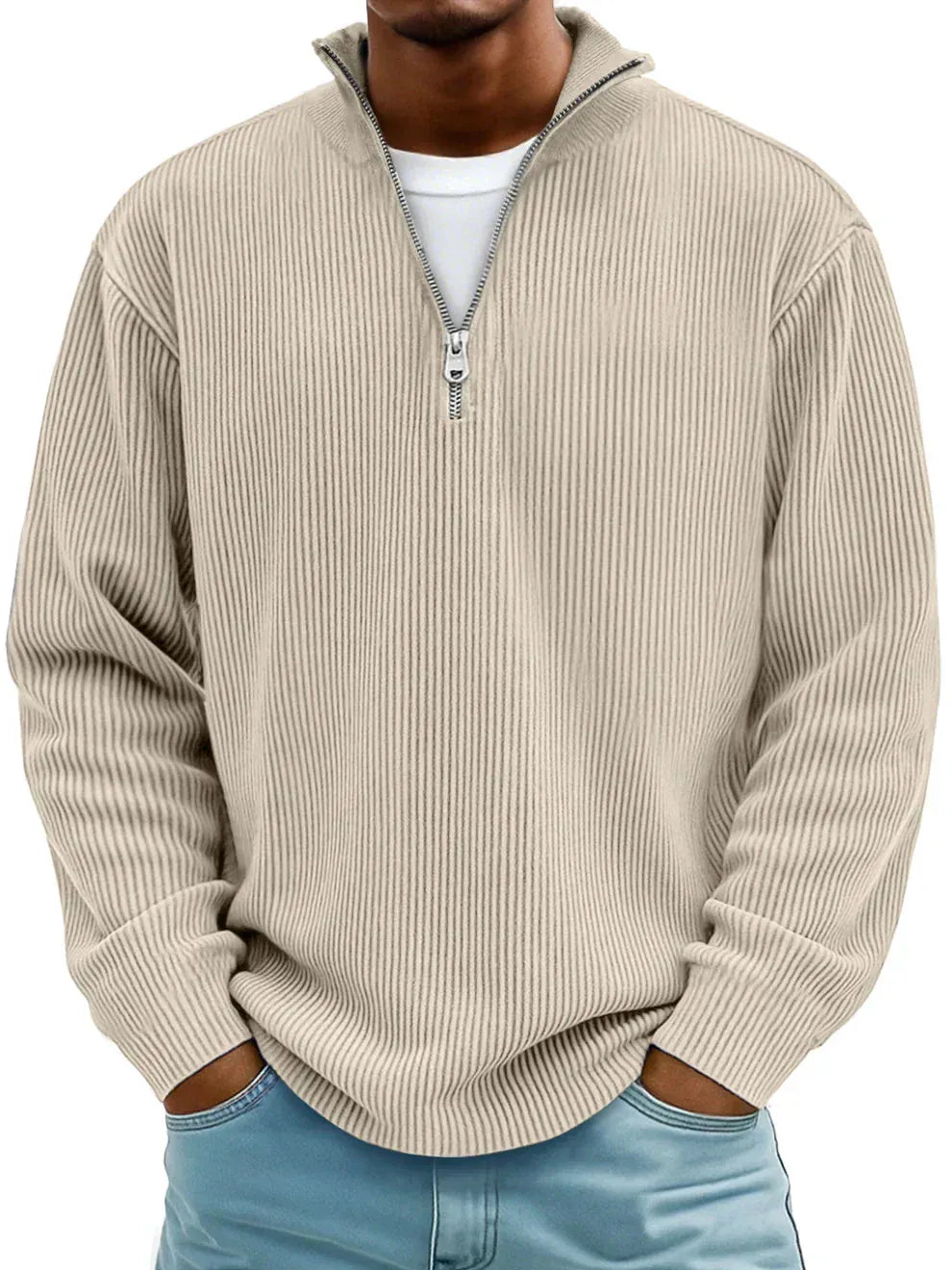 DONACCI Ribbed Zip Sweater