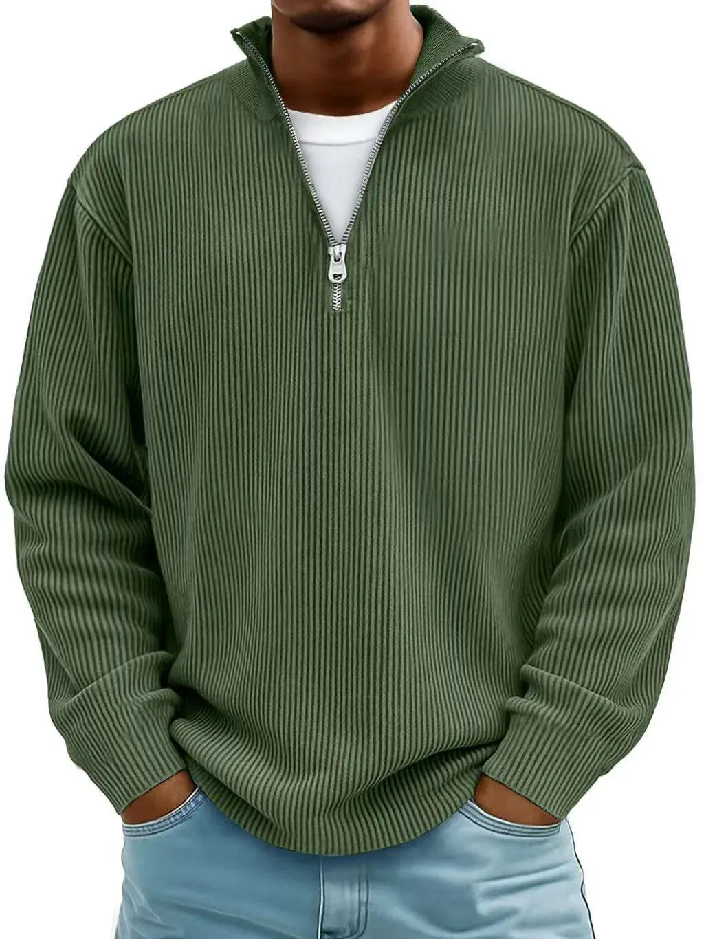 DONACCI Ribbed Zip Sweater