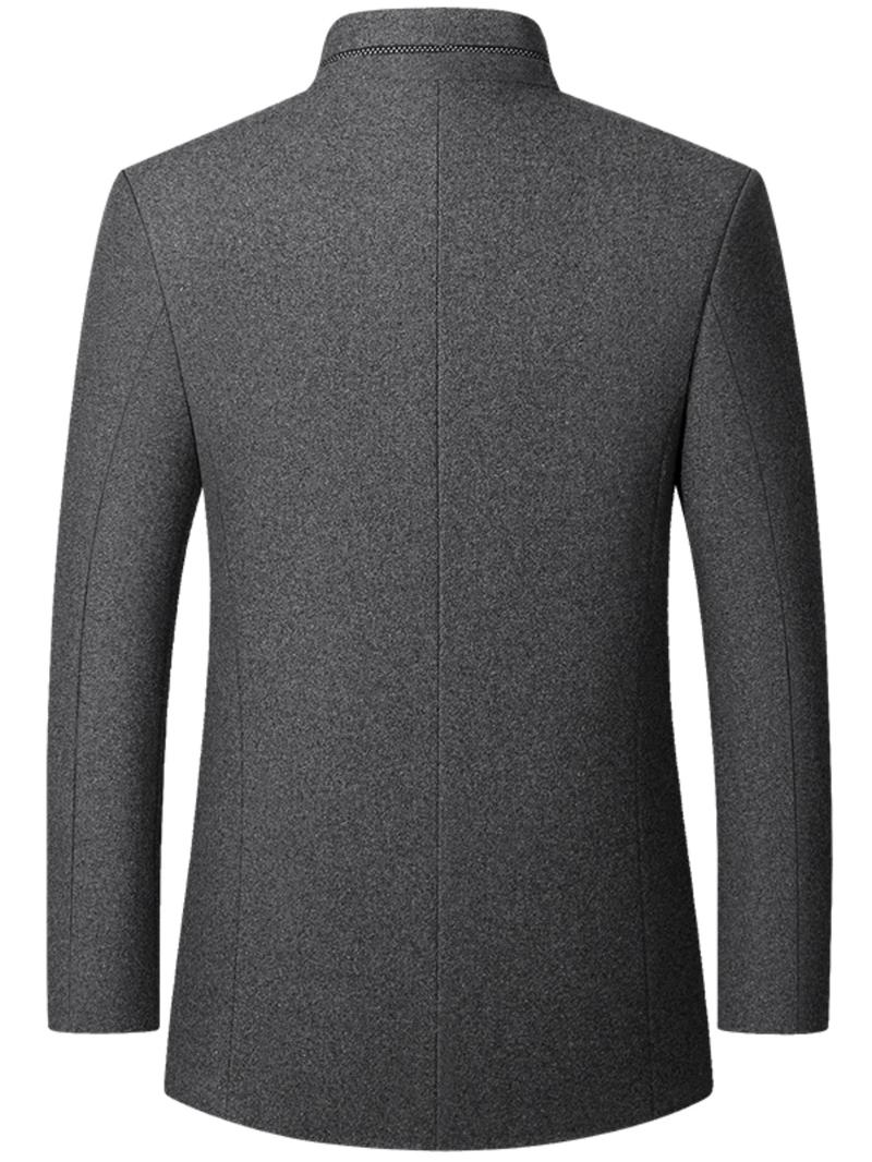 Men's Solid Color Overcoat, Elegant, Casual, Comfortable Long-Sleeved Button-Down Jacket