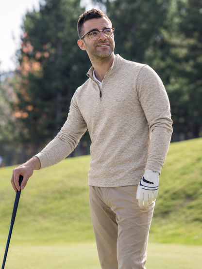 Oatmeal Heather Golf Quarter-Zip Pullover
