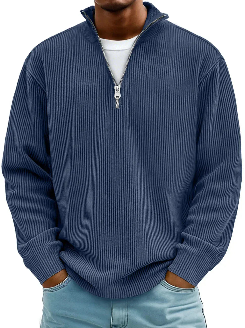 DONACCI Ribbed Zip Sweater
