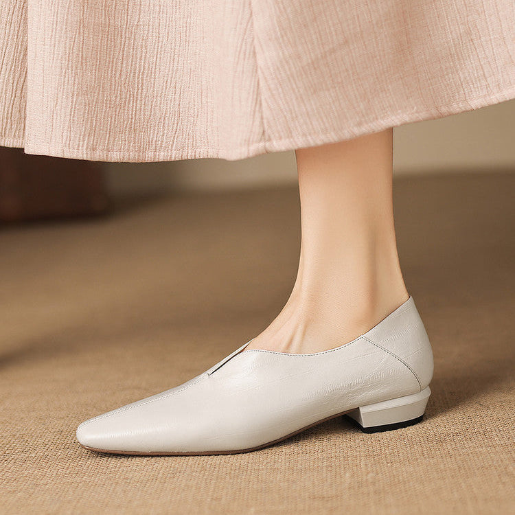 Elara Genuine Leather Chiseled-Toe Pumps