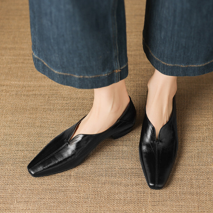 Elara Genuine Leather Chiseled-Toe Pumps