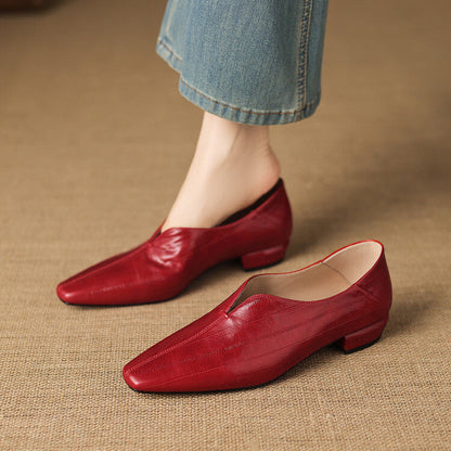 Elara Genuine Leather Chiseled-Toe Pumps