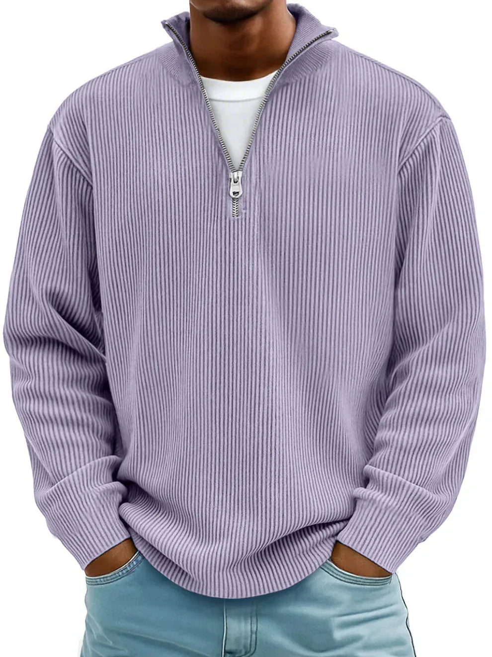 DONACCI Ribbed Zip Sweater