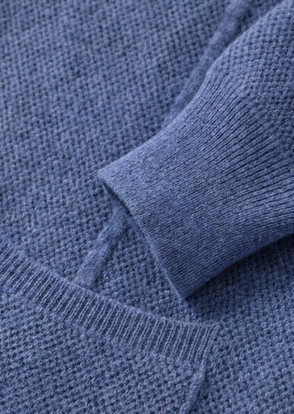 Pure Extra-Fine Merino Wool Sea Blue Button Overshirt
