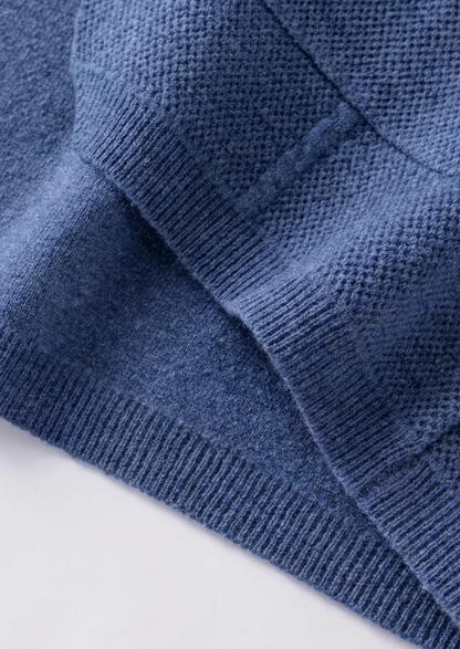 Pure Extra-Fine Merino Wool Sea Blue Button Overshirt