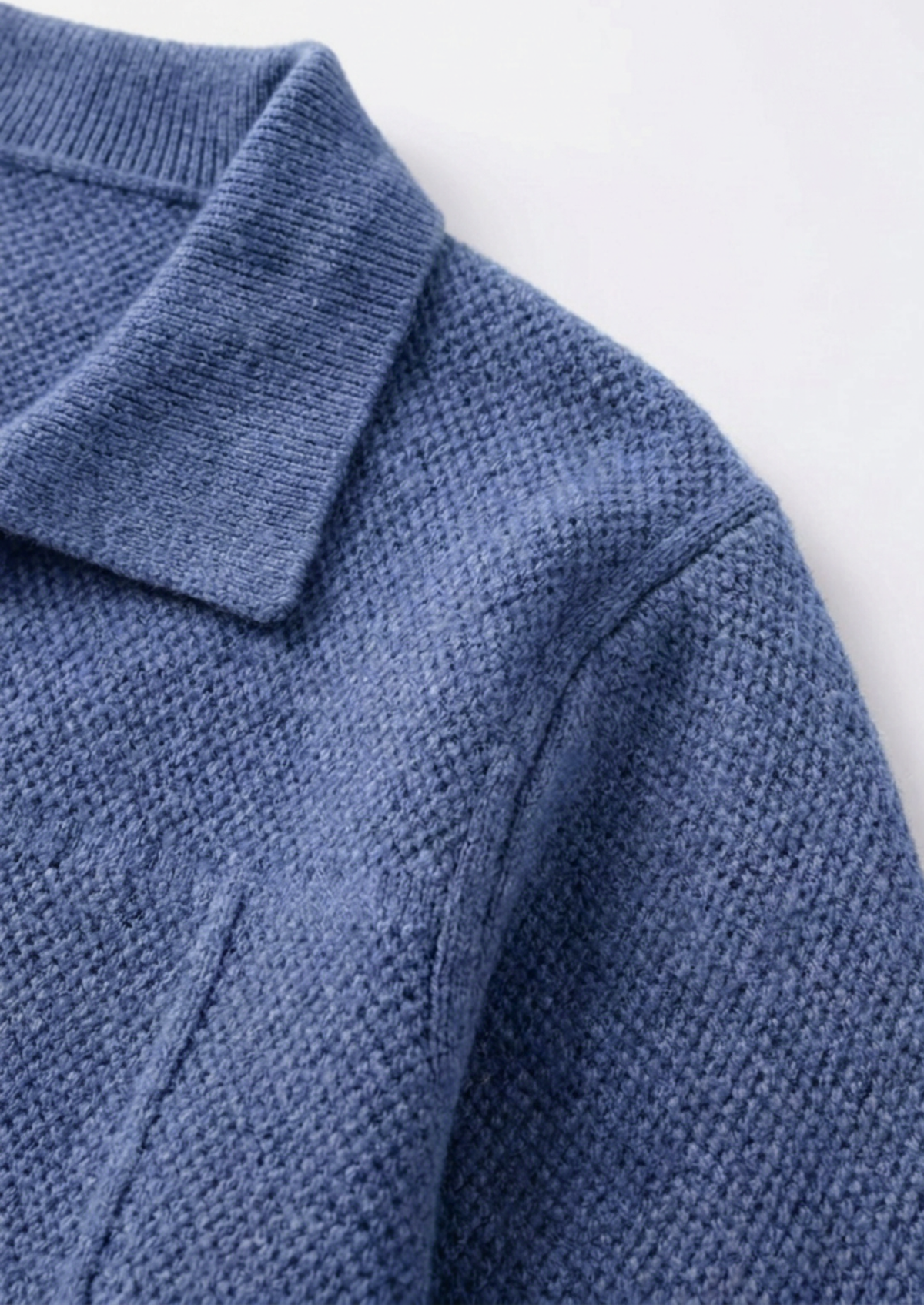 Pure Extra-Fine Merino Wool Sea Blue Button Overshirt