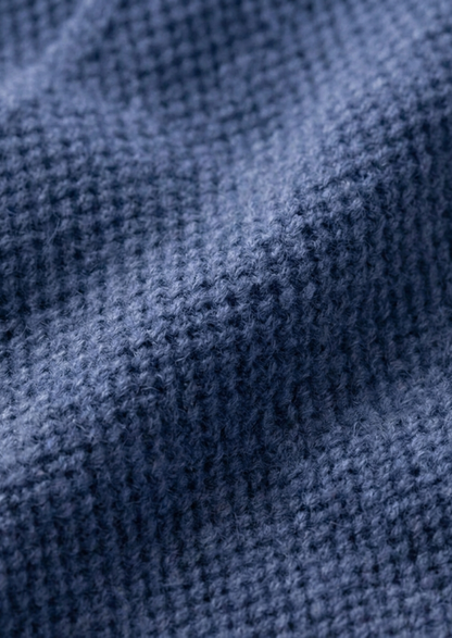 Pure Extra-Fine Merino Wool Sea Blue Button Overshirt