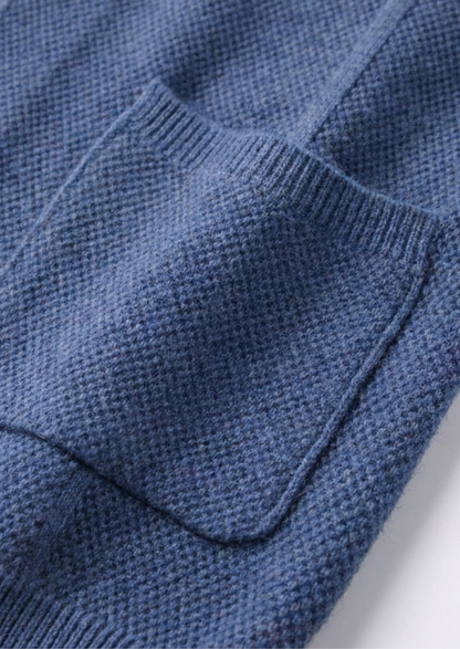 Pure Extra-Fine Merino Wool Sea Blue Button Overshirt