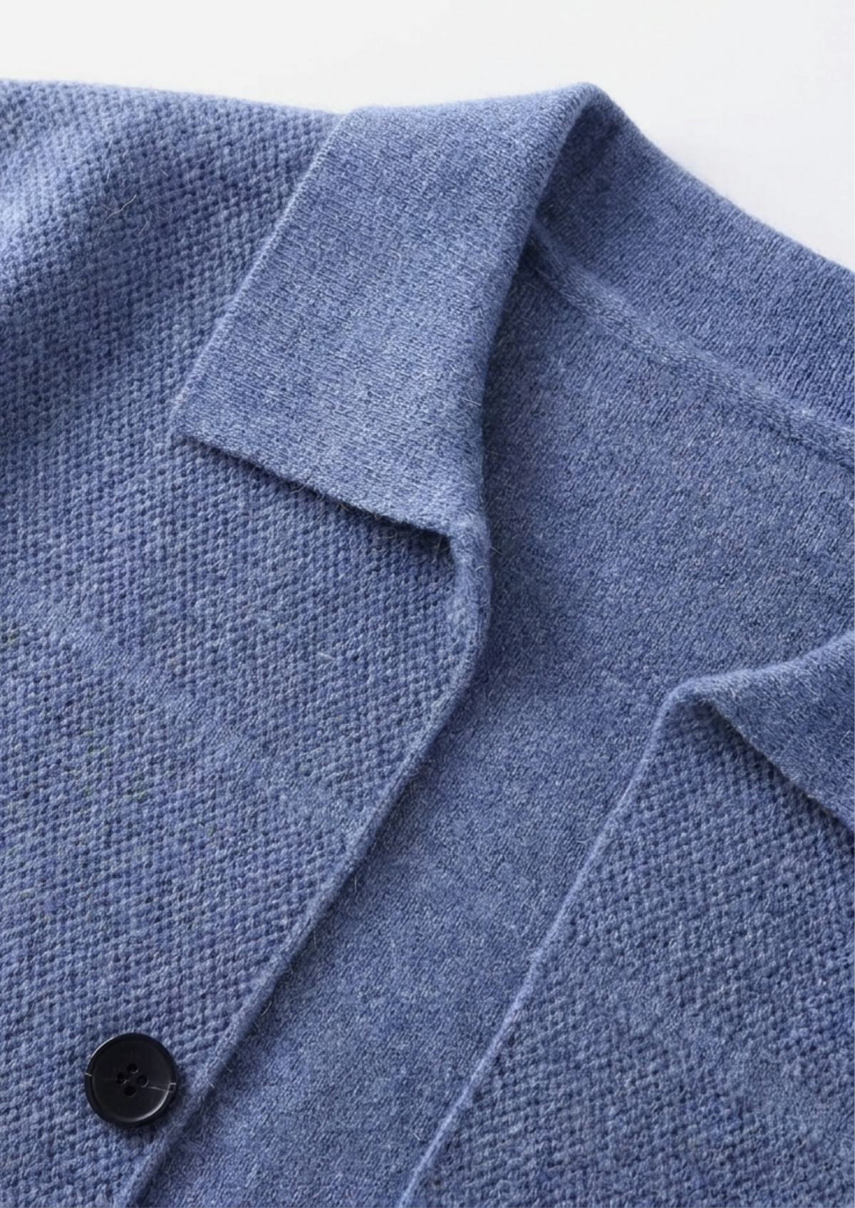 Pure Extra-Fine Merino Wool Sea Blue Button Overshirt