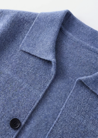 Pure Extra-Fine Merino Wool Sea Blue Button Overshirt