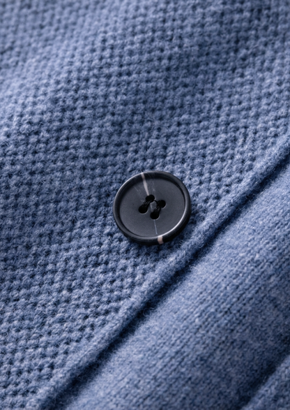 Pure Extra-Fine Merino Wool Sea Blue Button Overshirt