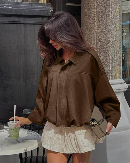Lara Suede Bomber Jacket