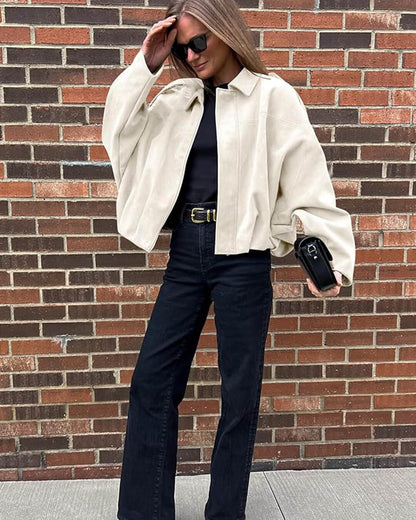 Lara Suede Bomber Jacket