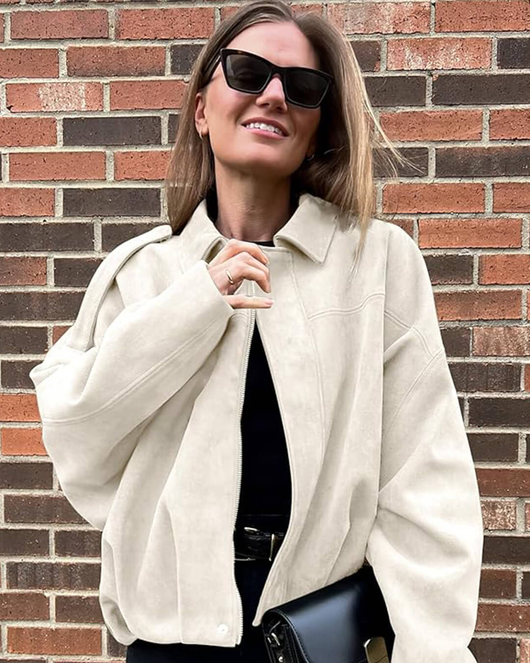 Lara Suede Bomber Jacket
